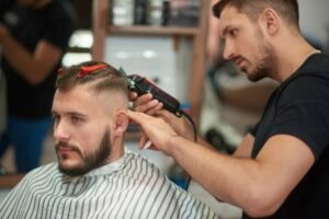 Man Getting a Beard Trim