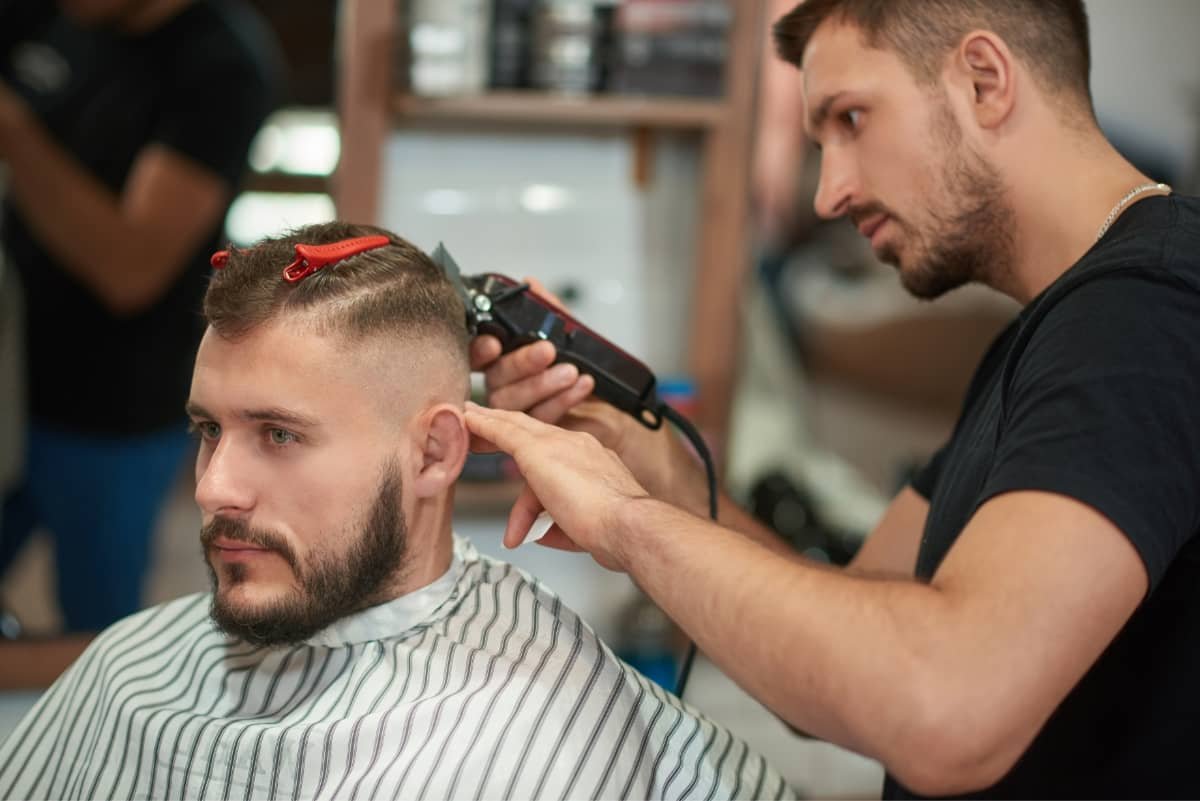 Man Getting a Beard Trim