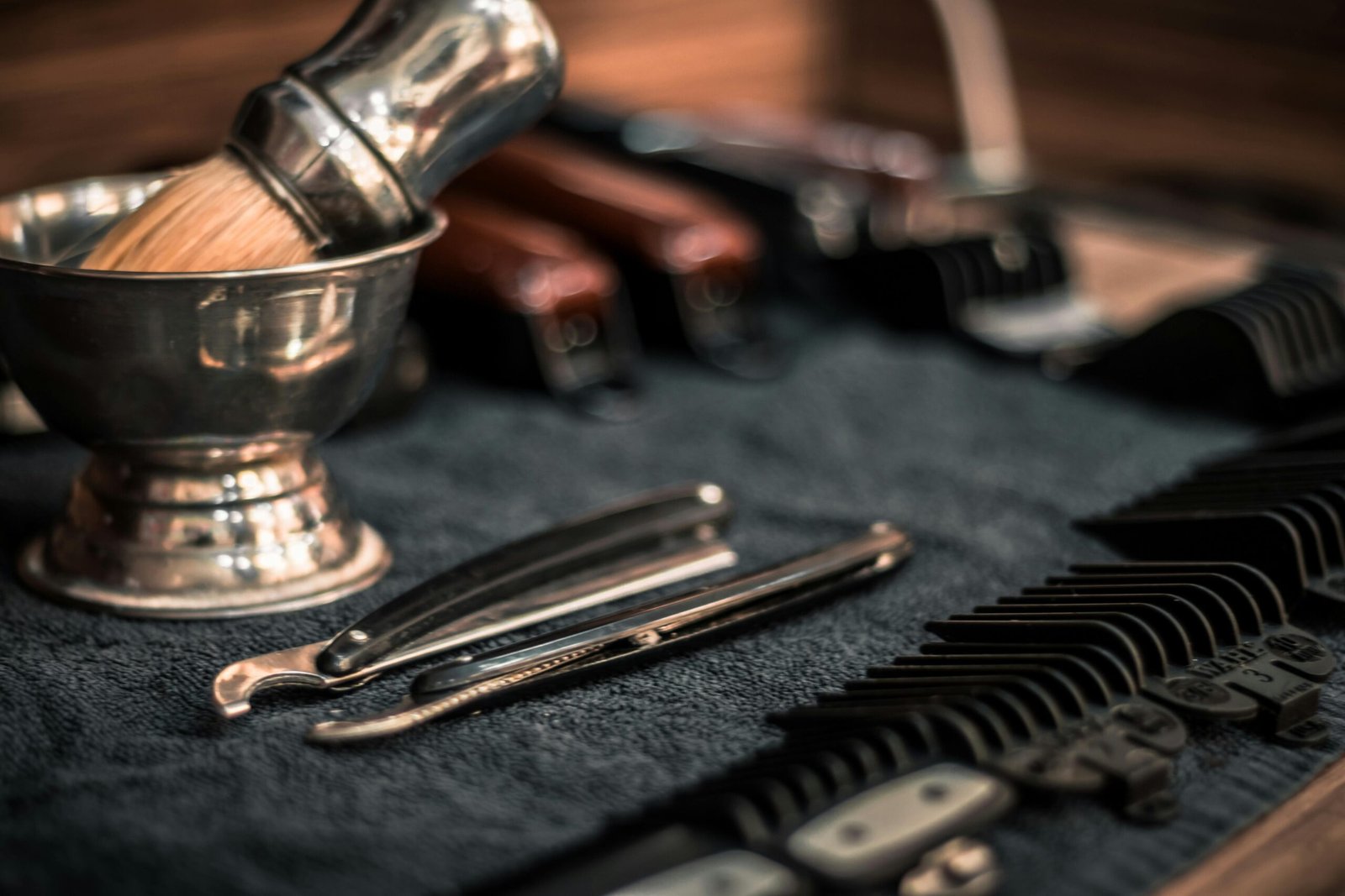 Focusing on scissors and hair strands